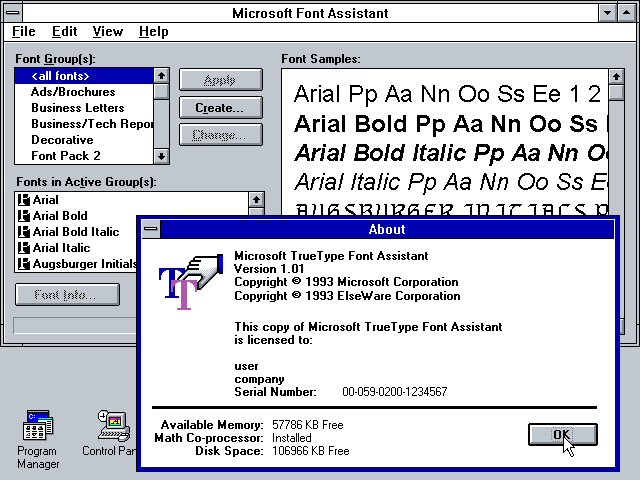 Microsoft Truetype Font Pack 2 - Font Assistant